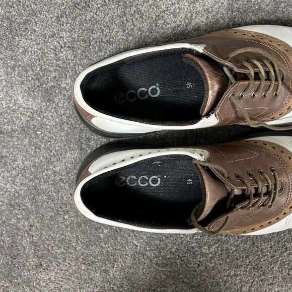 Ecco Hydromax Classic Oxford Men\'s Size 45 White Brown Leather Golf Shoes Used main image 8